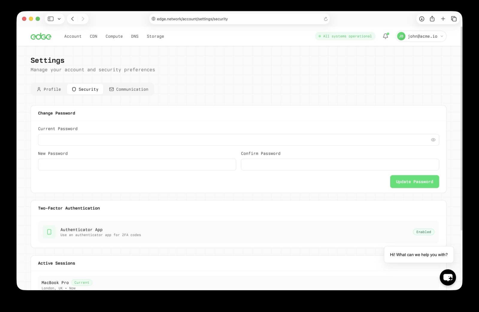 Two-factor authentication setup