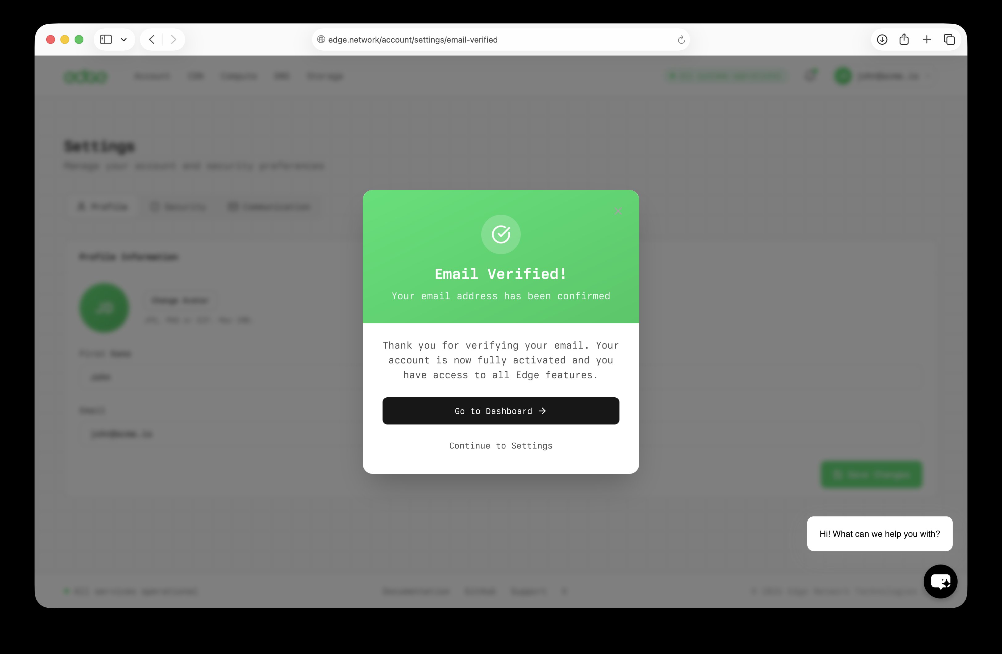Email verification confirmation